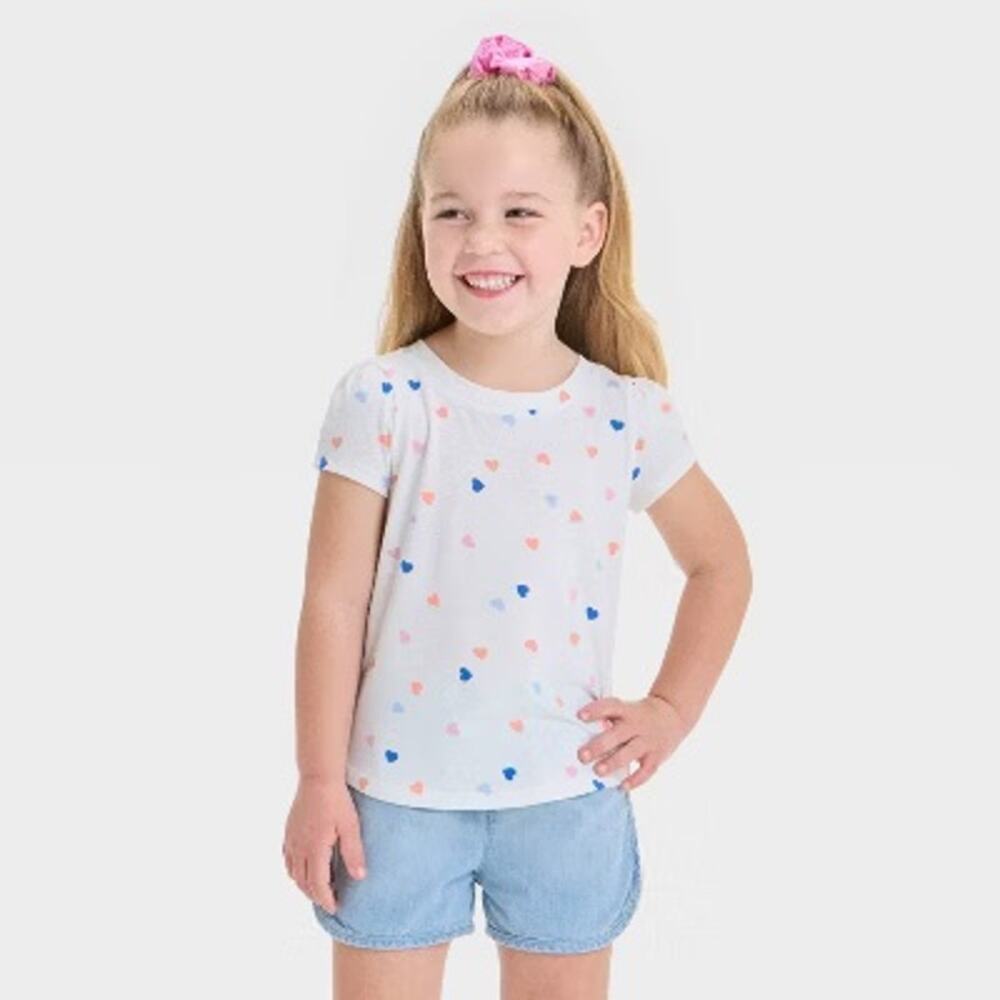 NWT Cat & Jack Baby Toddler Girls Heart Print Short Sleeve Graphic T Shirt 18M